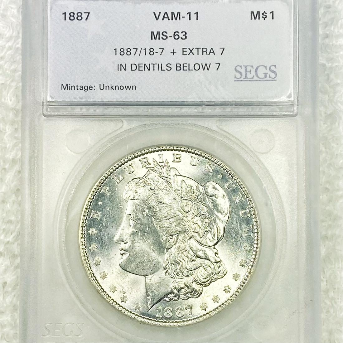 1887 VAM-11 Morgan Silver Dollar SEGS - MS63 (1 of 2)