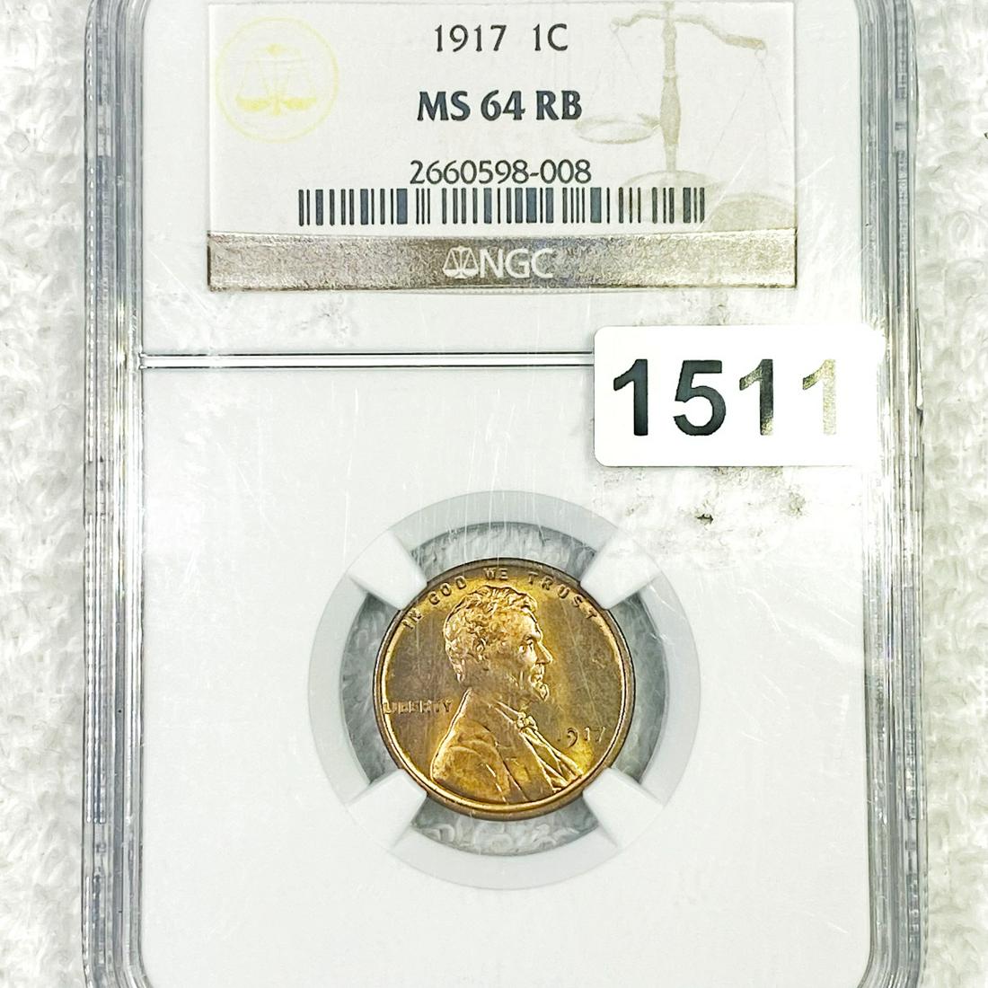1917 Wheat Cent NGC - MS64 RB (1 of 2)