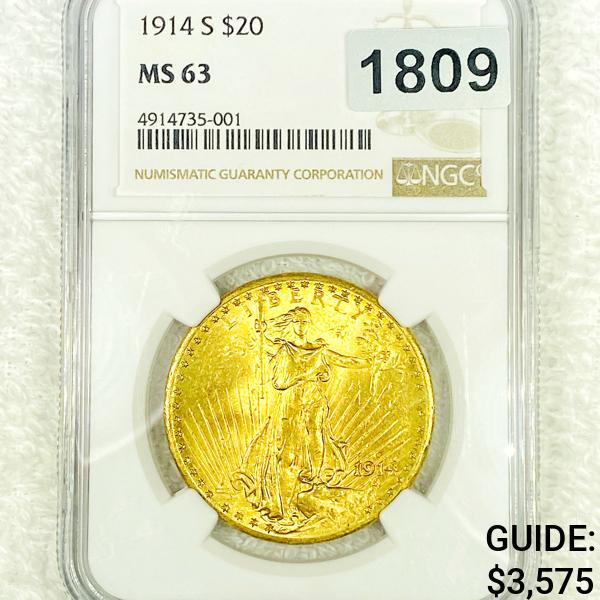 1914-S $20 Gold Double Eagle NGC - MS63 (1 of 2)