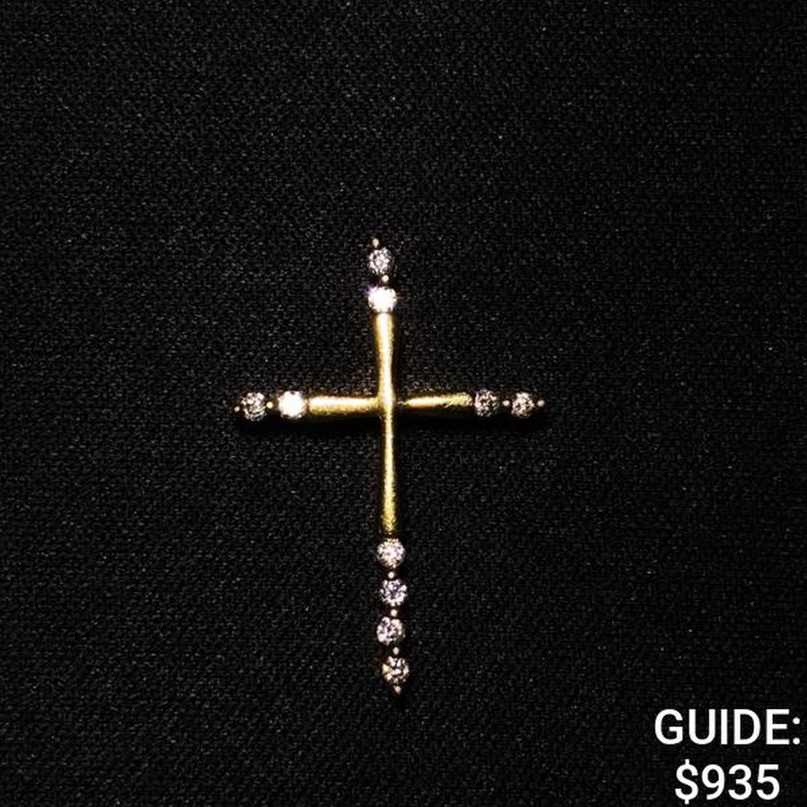 1.0dwt, 14kt Yellow-Gold Cross Pendant /w Diamonds. (1 of 2)