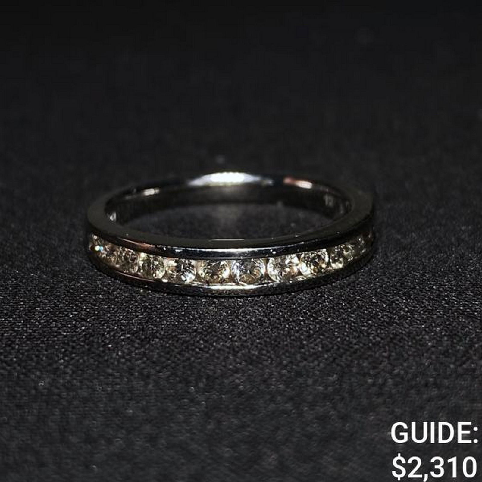 1.9dwt, 14ktThin White-Gold Ring /w Partial Diamond accent. (1 of 2)