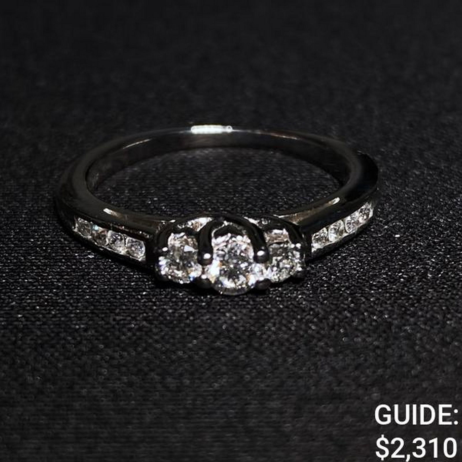 1.8dwt, 14kt Thin White-Gold Ring /w Multi Diamonds. (1 of 2)