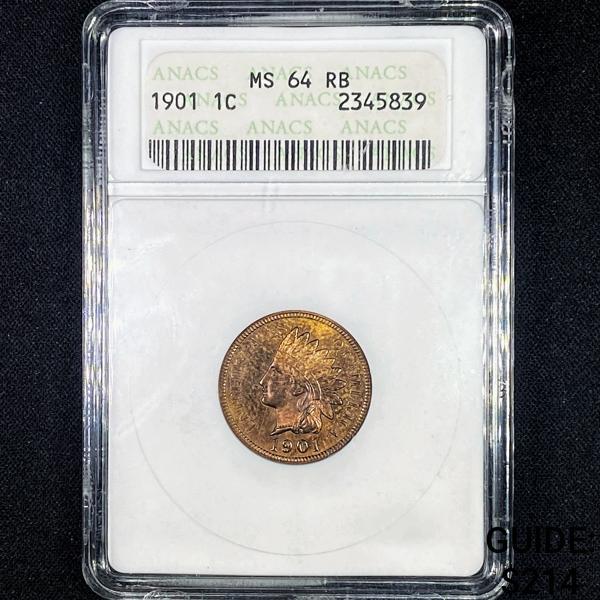 1901 Indian Head Cent ANACS - MS64RB (1 of 2)