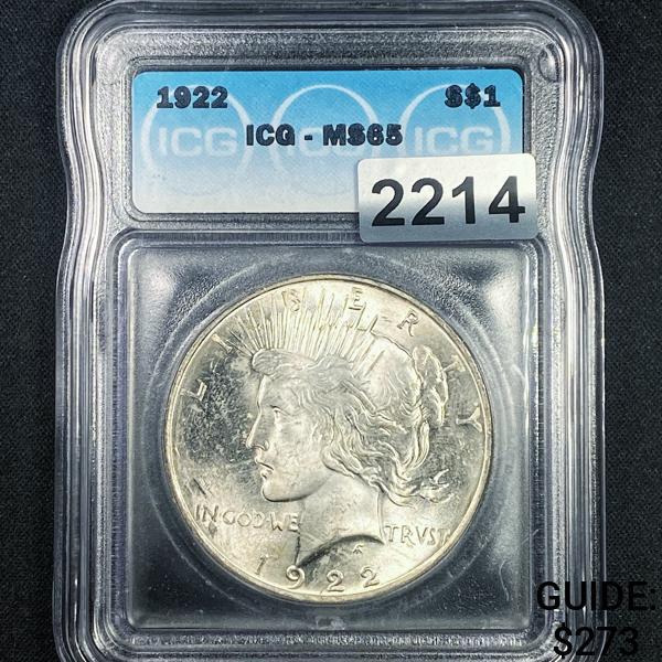 1922 Silver Peace Dollar ICG - MS65 (1 of 2)