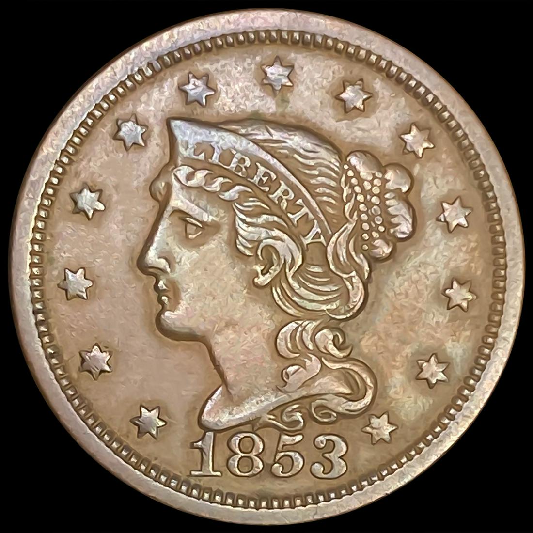1853 Braided Hair Large Cent CLOSELY UNCIRCULATED (1 of 2)