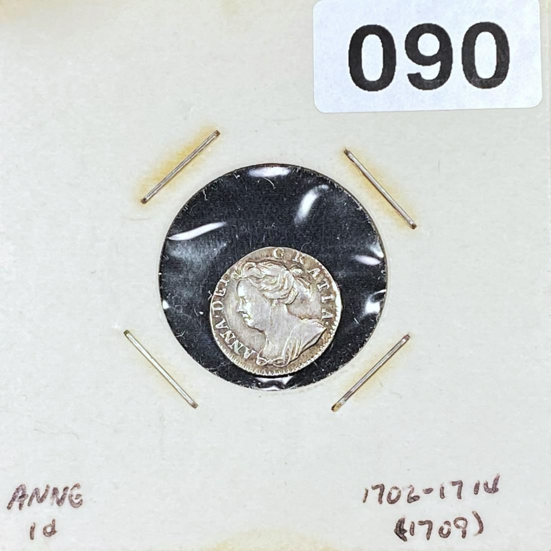 1709 England Great Britian Queen Anna 1 Pence (1 of 2)