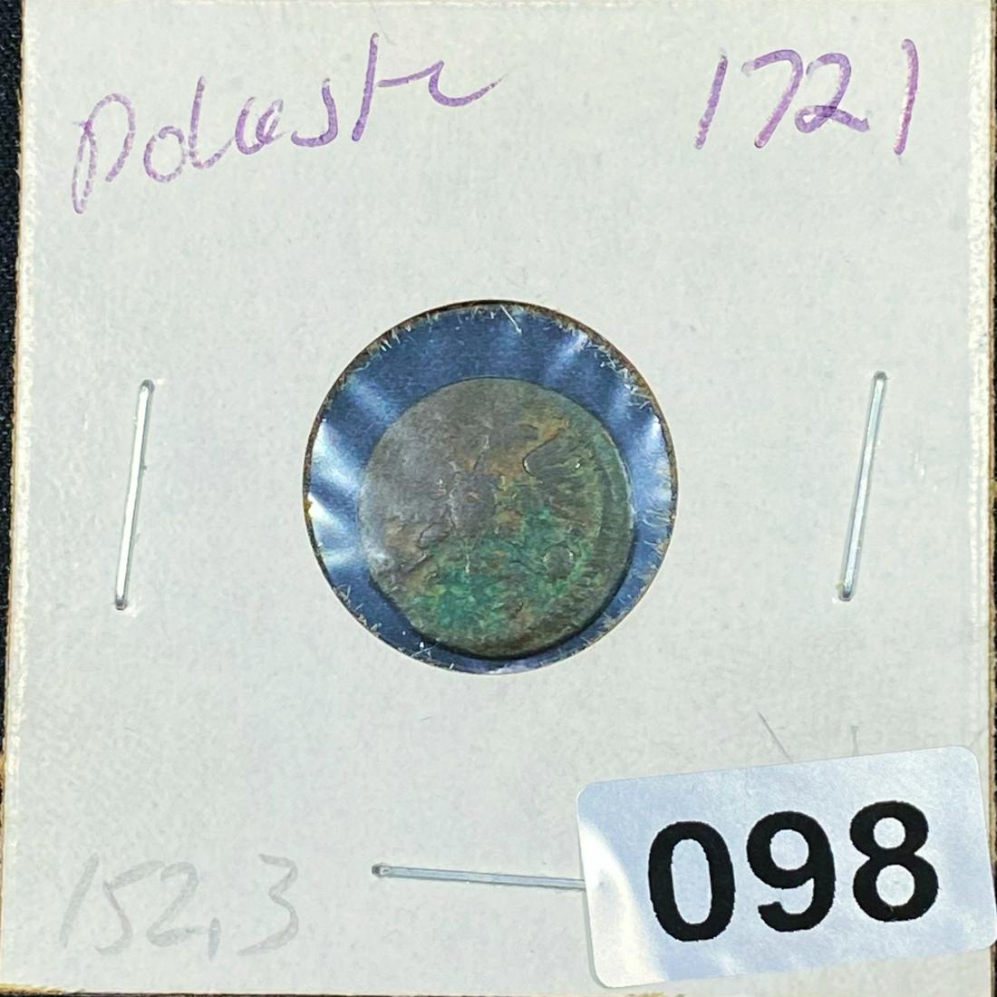 1721 European Copper Coin LIGHTLY CIRCULATED (1 of 2)