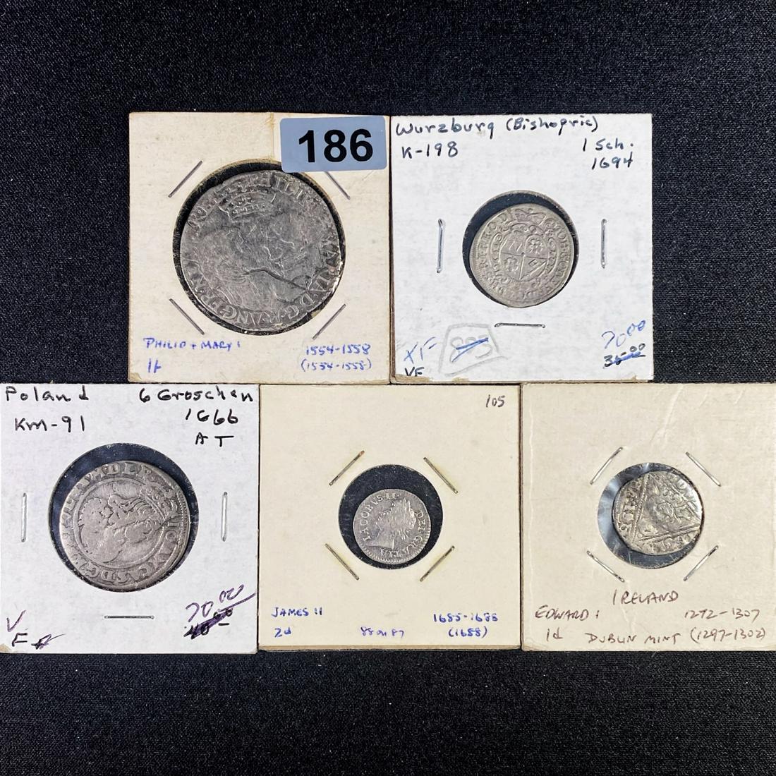 Misc Middle Age Coins, x5 NICELY CIRCULATED (1 of 2)