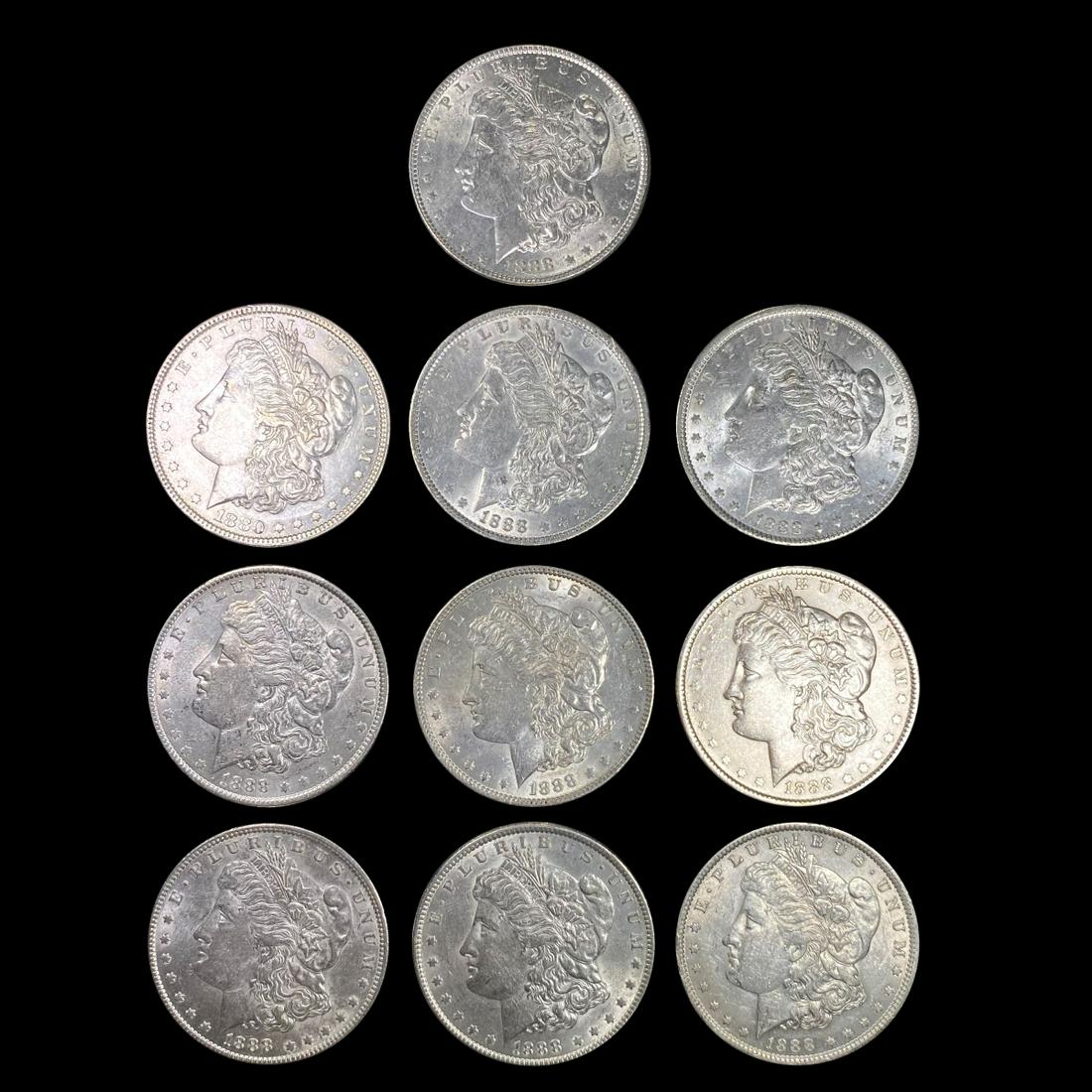Set of 10 1880 & 1888 Morgan Silver Dollars UNCIR (1 of 2)