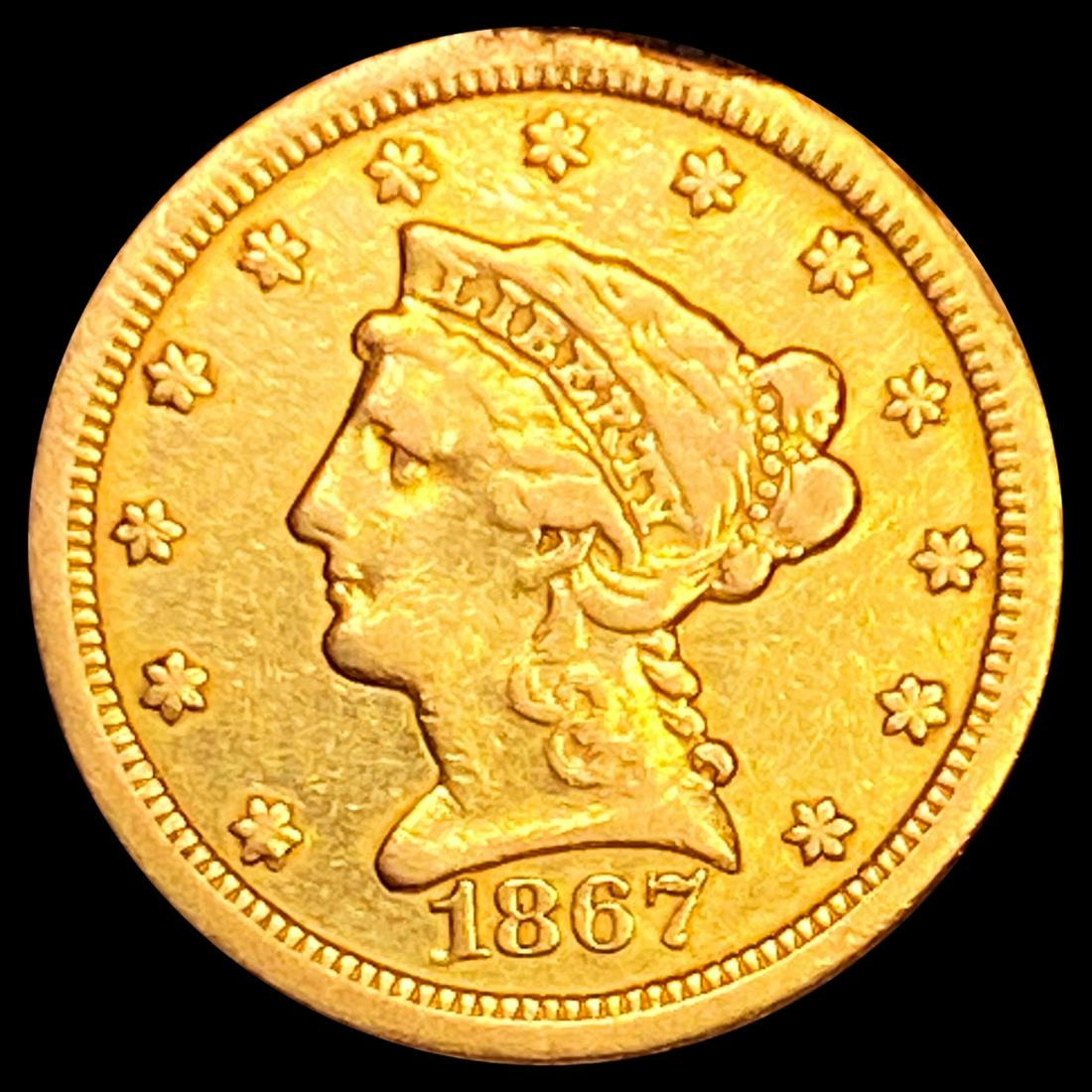 1867 $2.50 Gold Quarter Eagle LIGHTLY CIRCULATED (1 of 2)