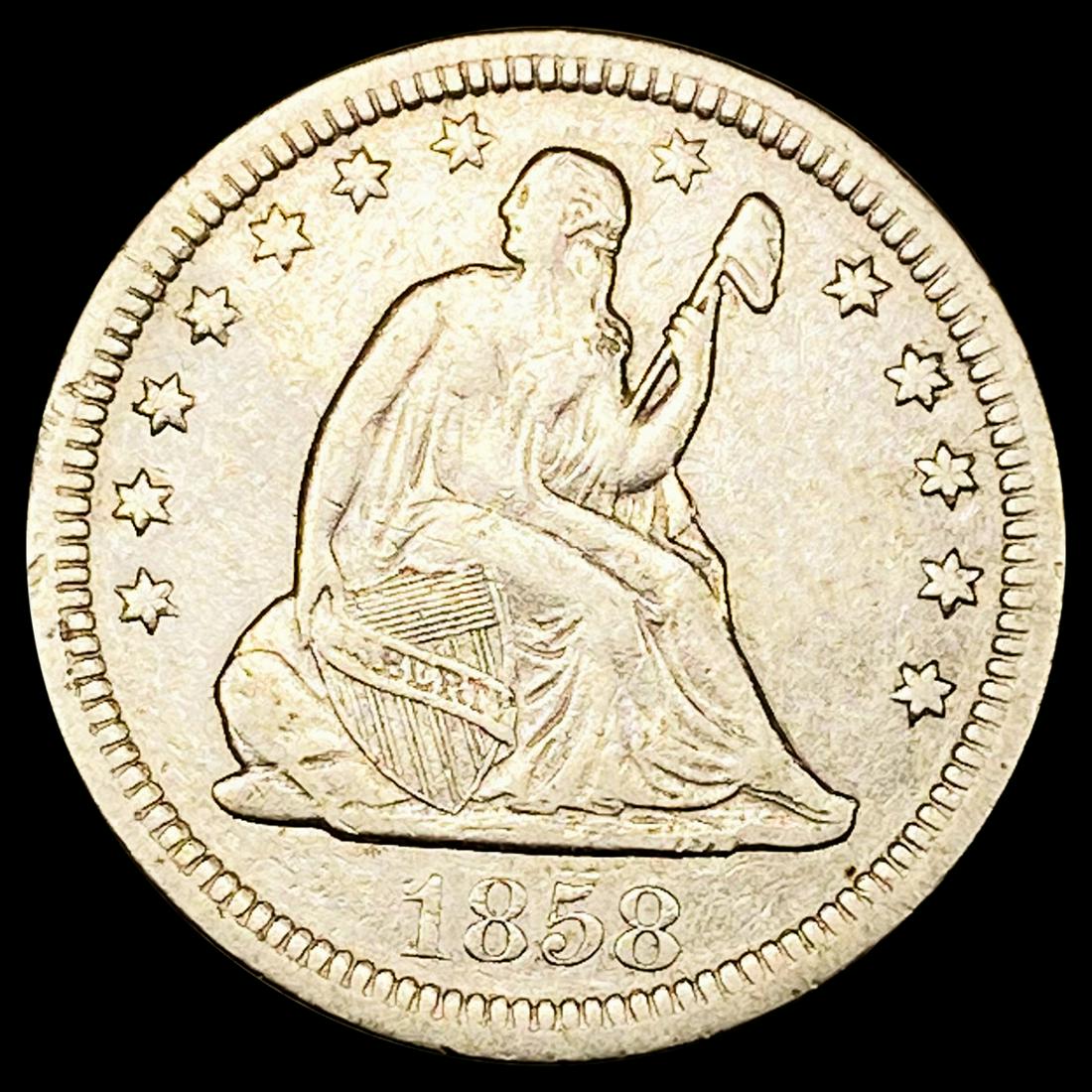 1858 Seated Liberty Quarter NEARLY UNCIRCULATED (1 of 2)