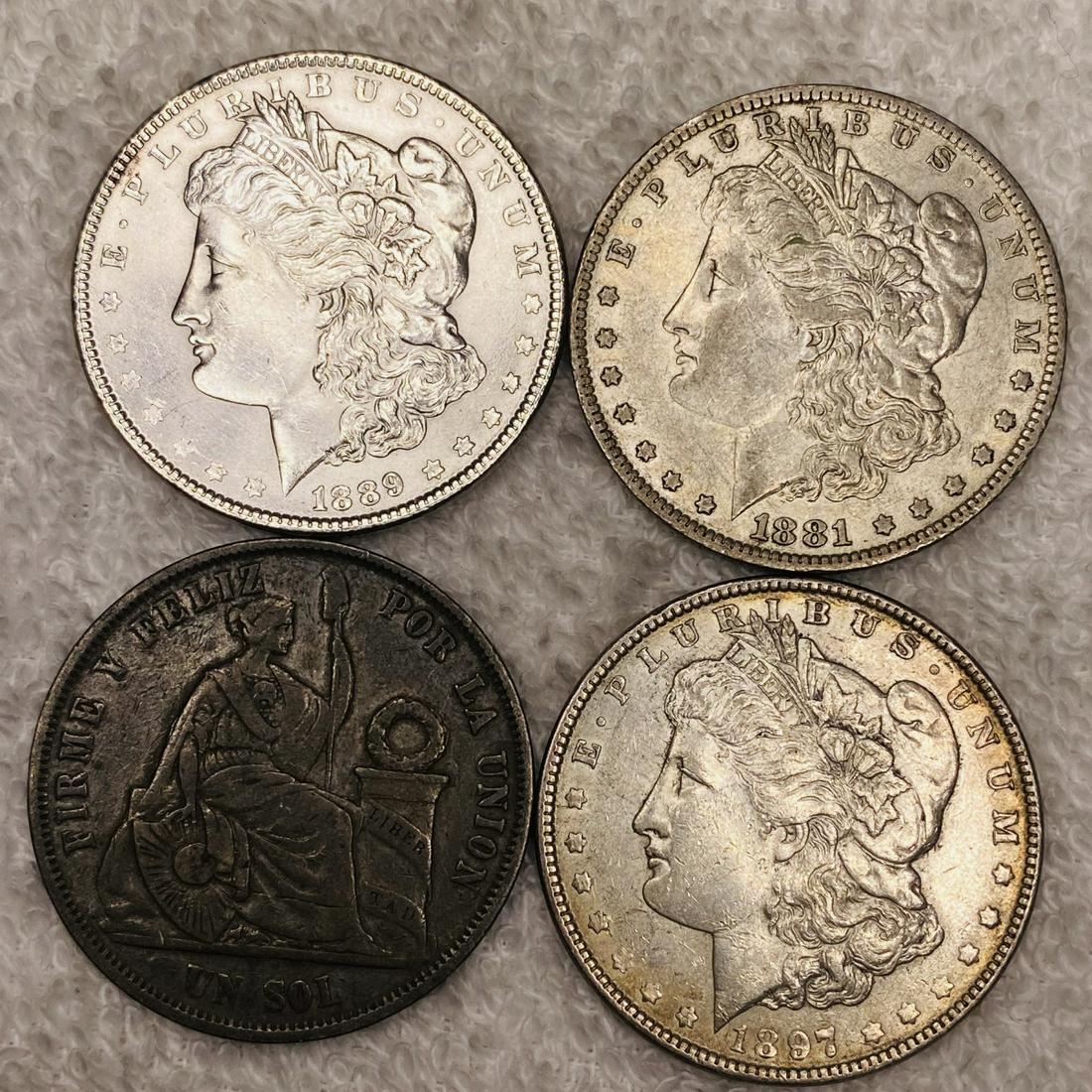4 Misc Silver Dollars NEARLY UNCIRCULATED (1 of 2)