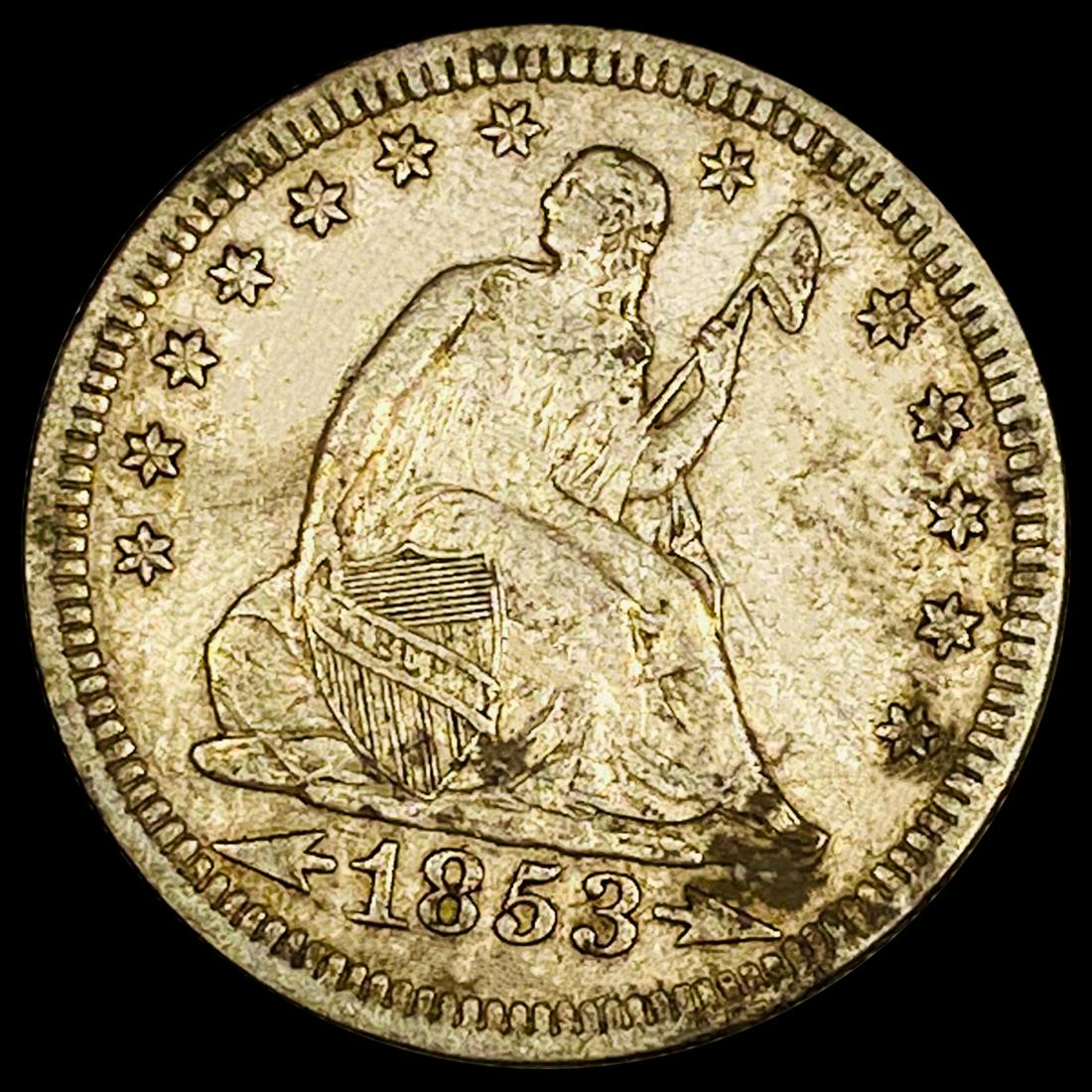 1853 'Arrows' Seated Liberty Quarter NEARLY (1 of 2)
