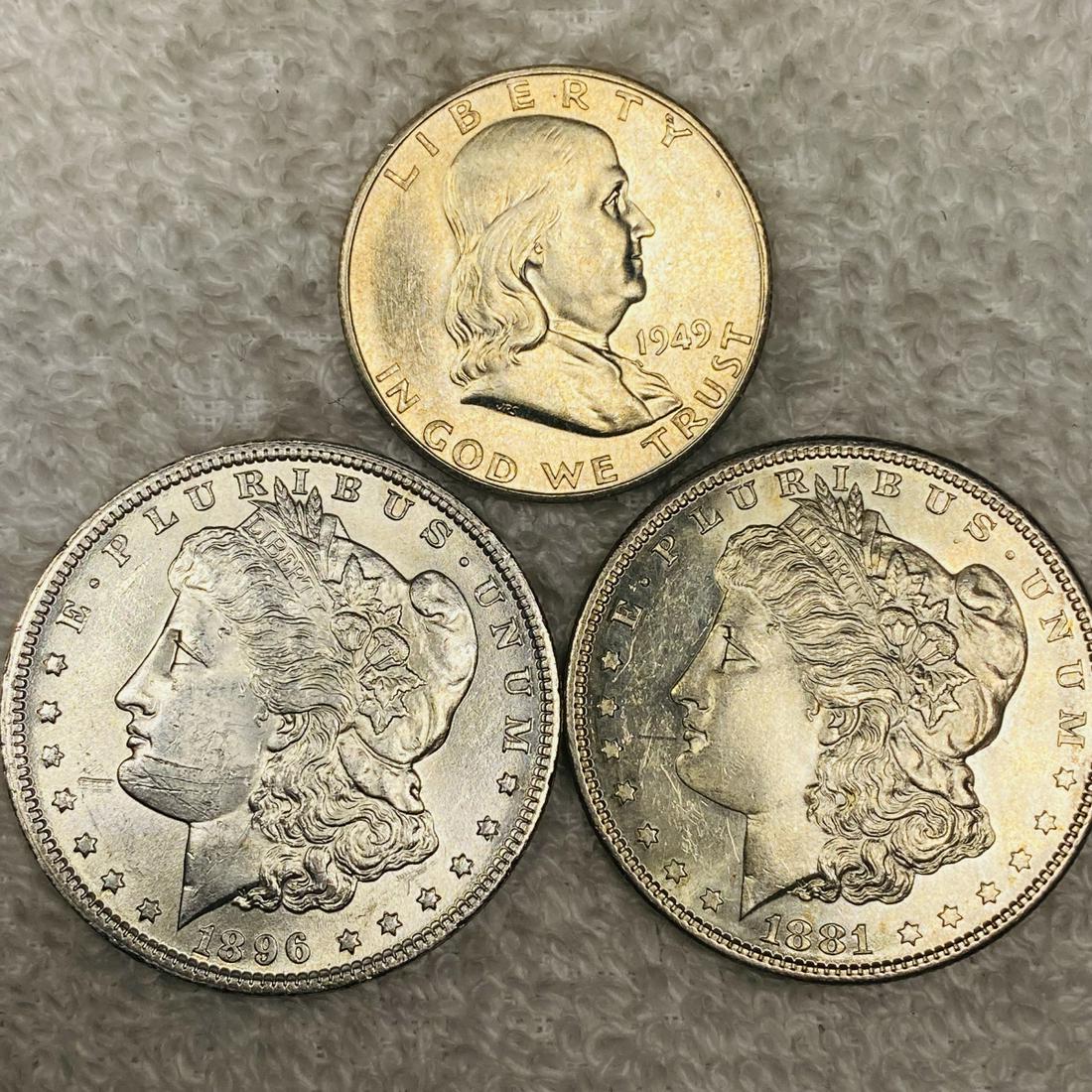 Morgan Dollars & Franklin Half Dollar UNCIRCULATE (1 of 2)