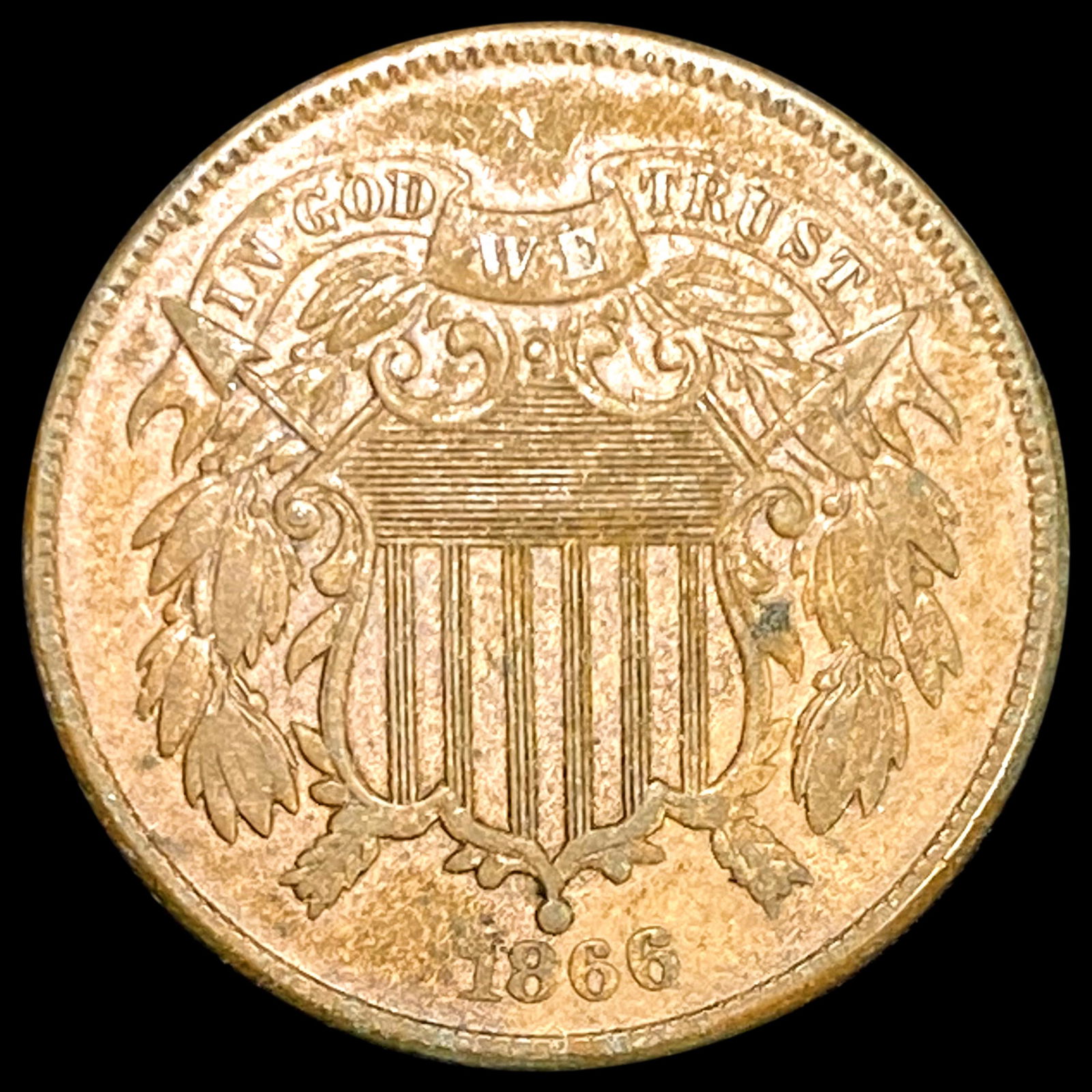 1866 Two Cent Piece CLOSELY UNCIRCULATED (1 of 2)