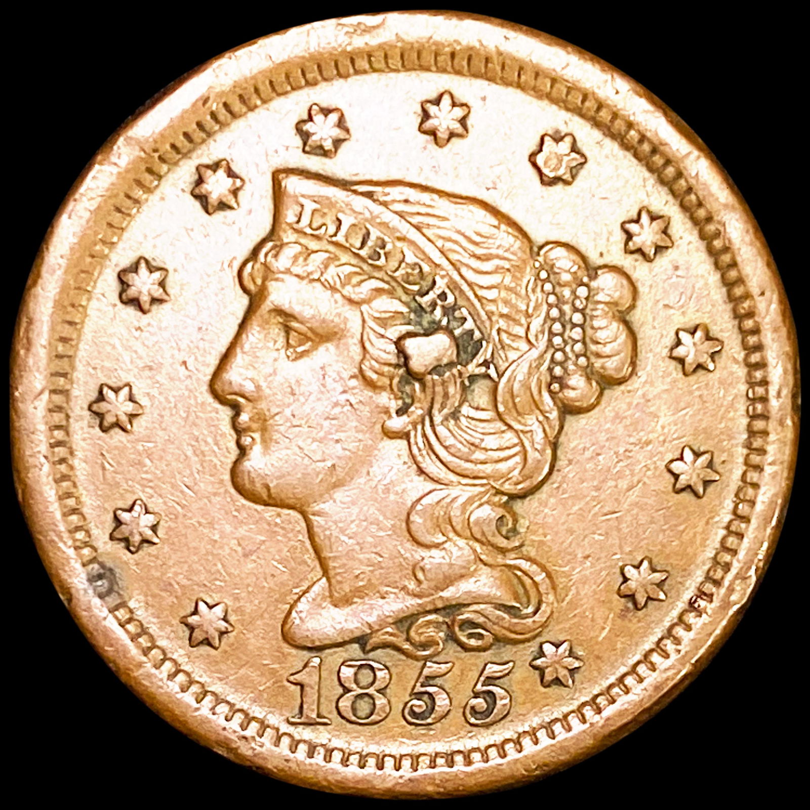 1855 Braided Hair Large Cent UNCIRCULATED (1 of 2)