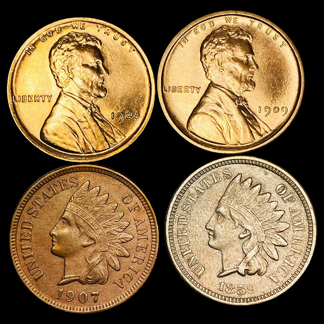 4 Indian Head & Wheat Cents UNCIRCULATED (1 of 2)