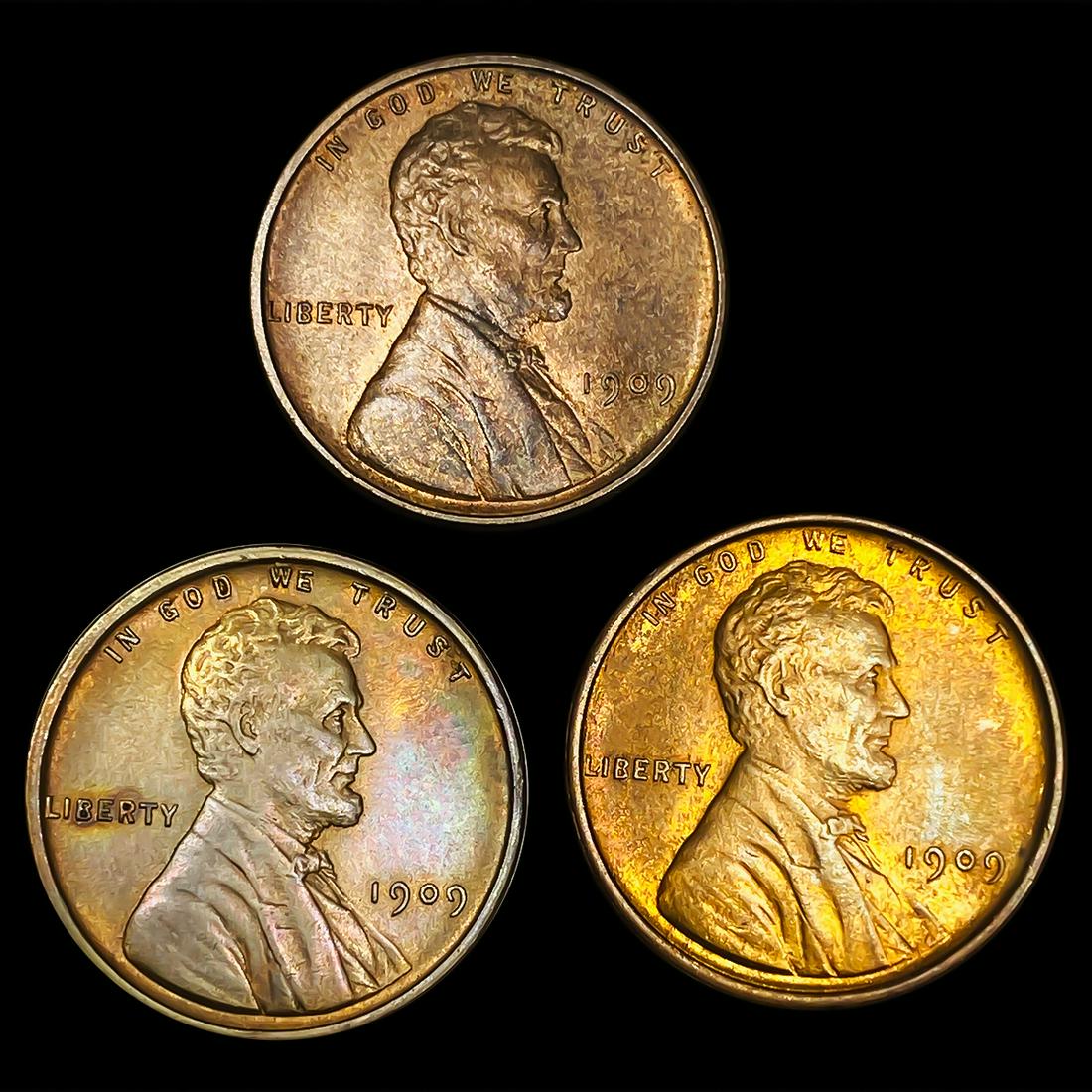 (3) 1909 V.D.B.  Wheat Cent UNCIRCULATED (1 of 2)