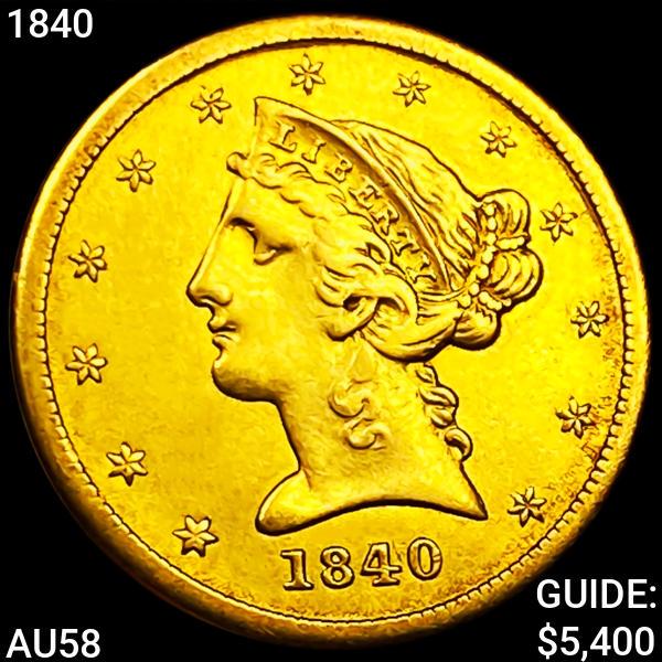 1840 $5 Gold Half Eagle CHOICE AU (1 of 2)