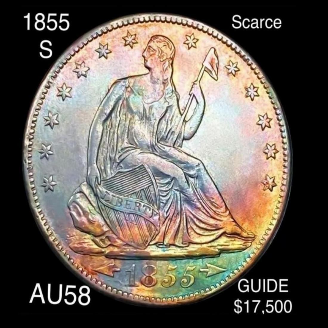 1855-S Scarce Seated Liberty Half Dollar CHOICE (1 of 2)