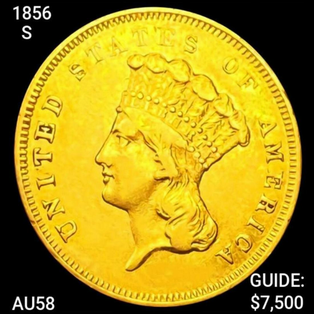 1856-S $3 Gold Piece CHOICE AU (1 of 2)