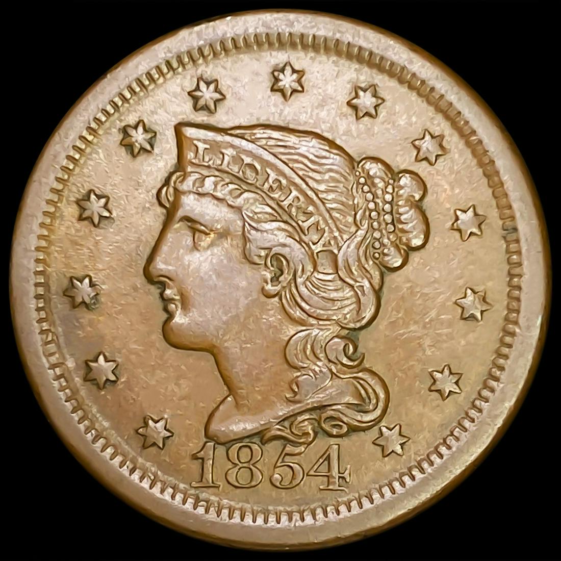 1854 Braided Hair Large Cent CLOSELY UNCIRCULATED (1 of 2)