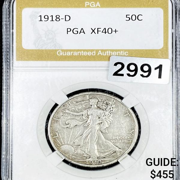 1918-D Walking Liberty Half Dollar PGA - XF40+ (1 of 2)
