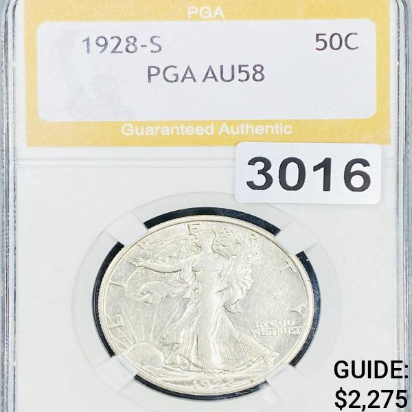 1928-S Walking Liberty Half Dollar PGA - AU58 (1 of 2)