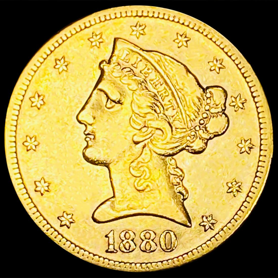 1880-S $5 Gold Half Eagle NEARLY UNCIRCULATED (1 of 2)