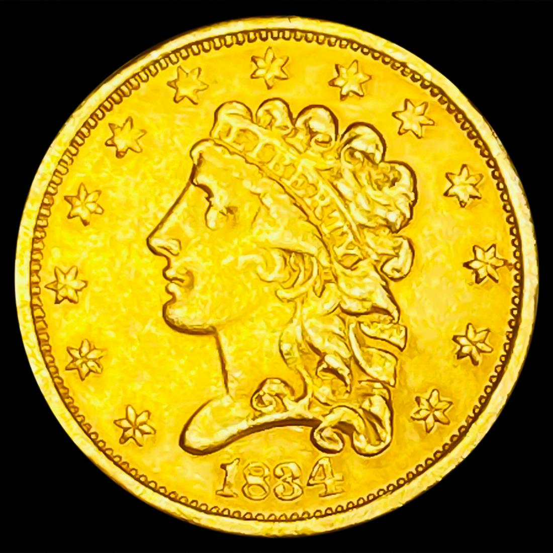 1834 $2.50 Gold Quarter Eagle ABOUT UNCIRCULATED (1 of 2)