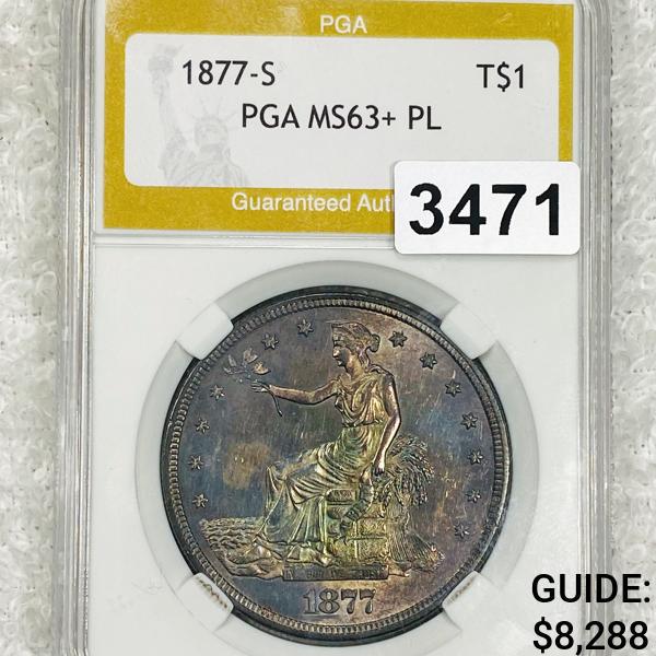 1877-S Silver Trade Dollar PGA - MS63+PL (1 of 2)