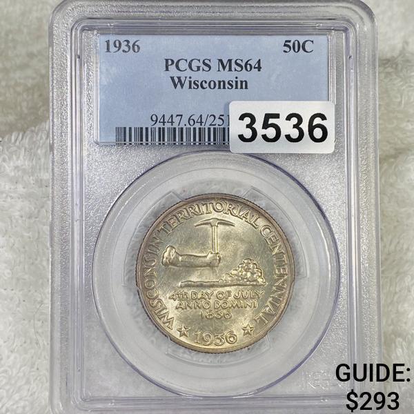 1936 Wisconsin Half Dollar PCGS - MS64 (1 of 2)