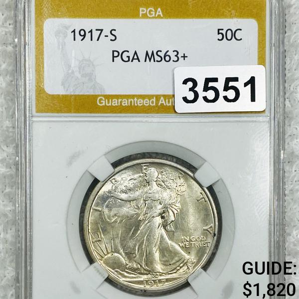 1917-S Walking Liberty Half Dollar PGA - MS63+ (1 of 2)