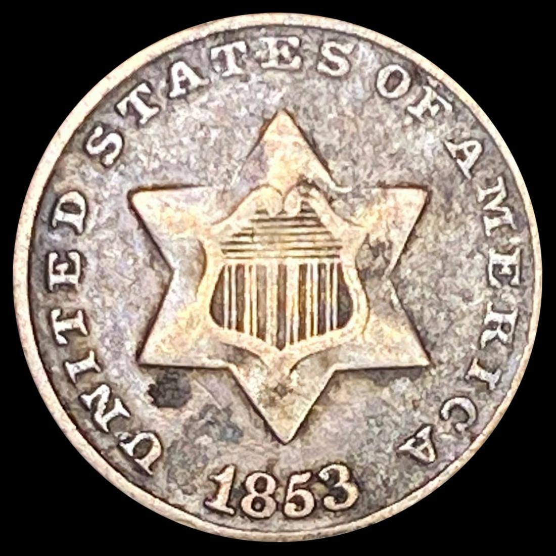 1853 Silver Three Cent NEARLY UNCIRCULATED (1 of 2)