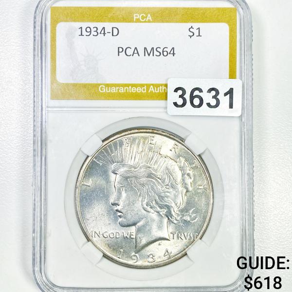 1934-D Silver Peace Dollar PCA - MS64 (1 of 2)