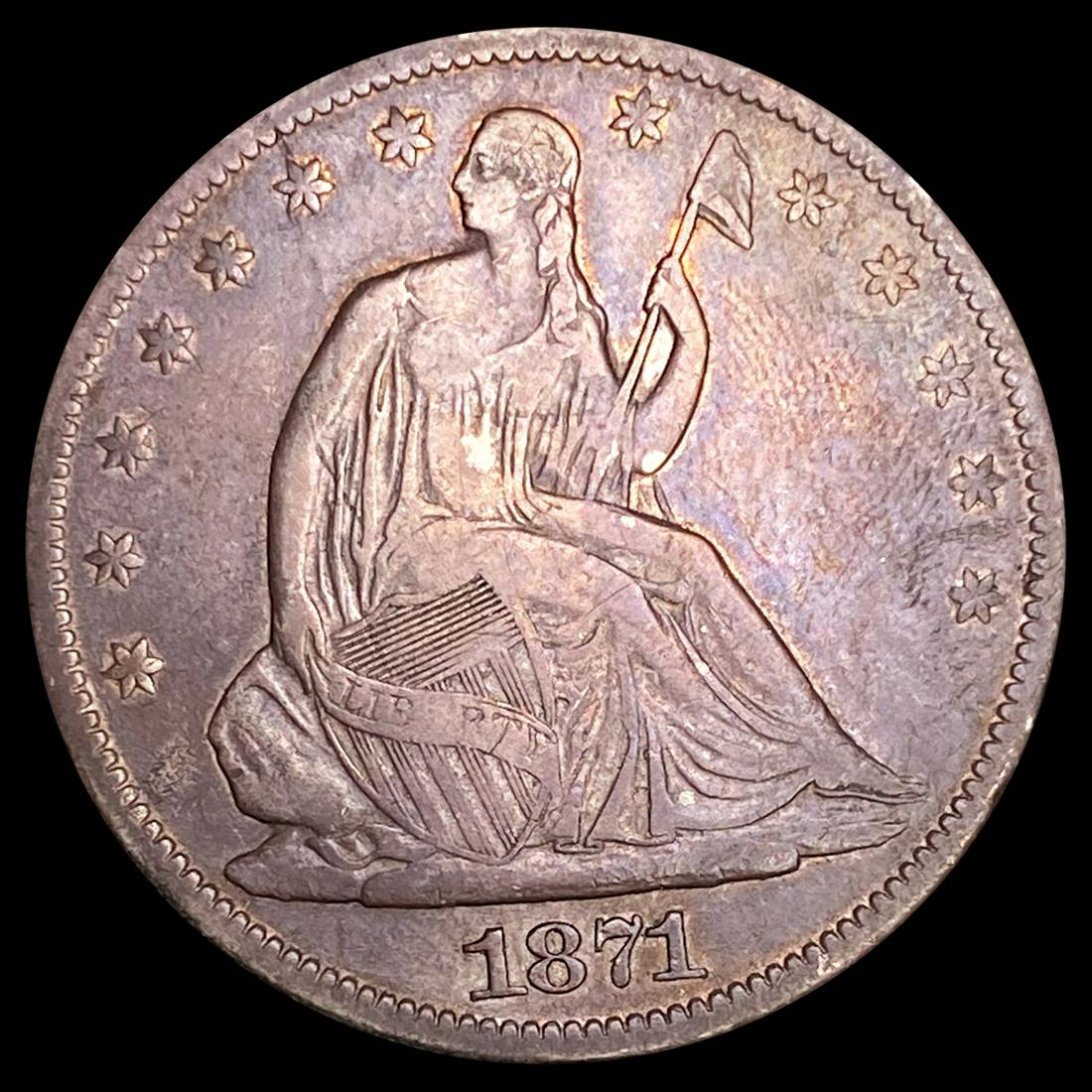 1871-CC Seated Liberty Half Dollar LIGHTLY CIRC (1 of 2)
