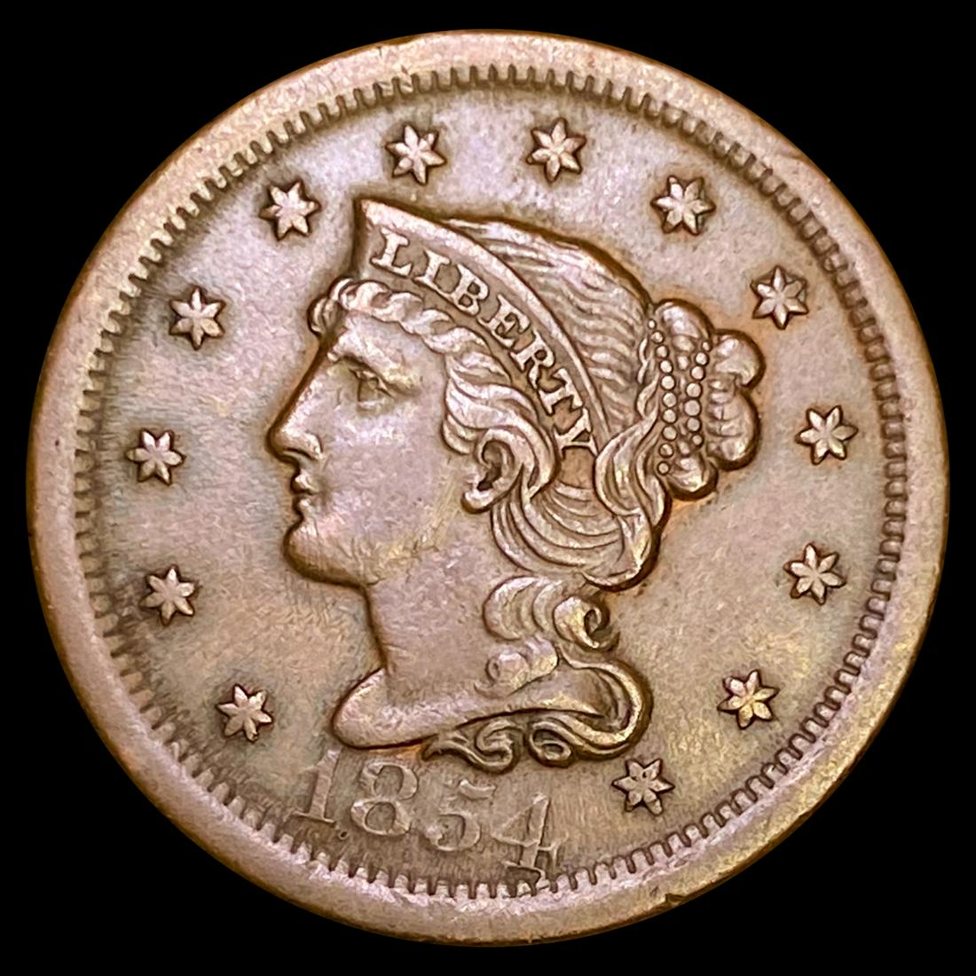 1854 Braided Hair Large Cent LIGHTLY CIRCULATED (1 of 2)