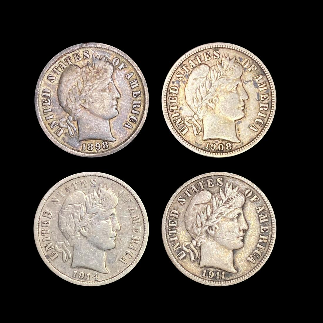 Misc Barber Dimes, x4 ABOUT UNCIRCULATED (1 of 2)