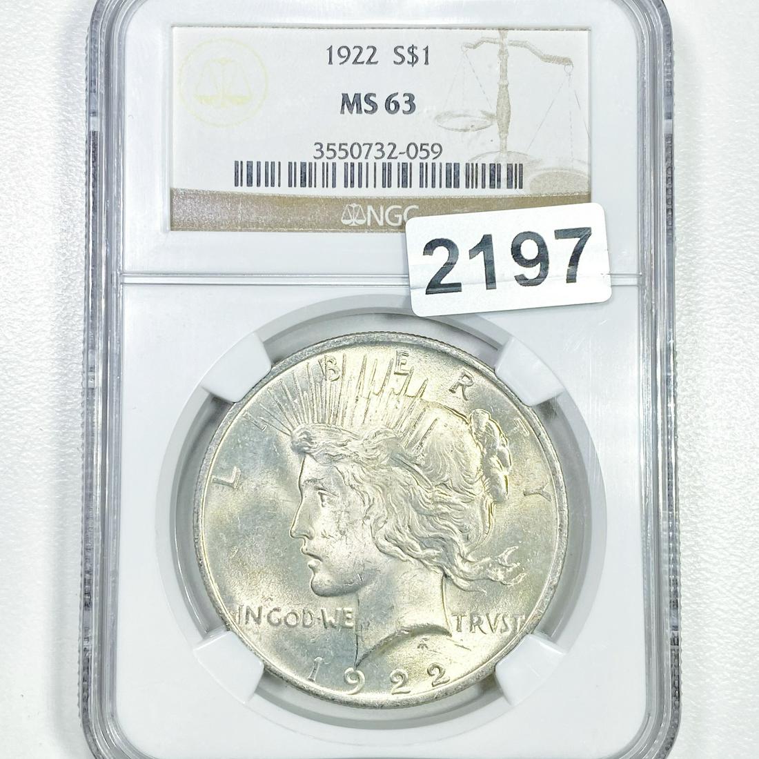 1922 Silver Peace Dollar NGC - MS63 (1 of 2)