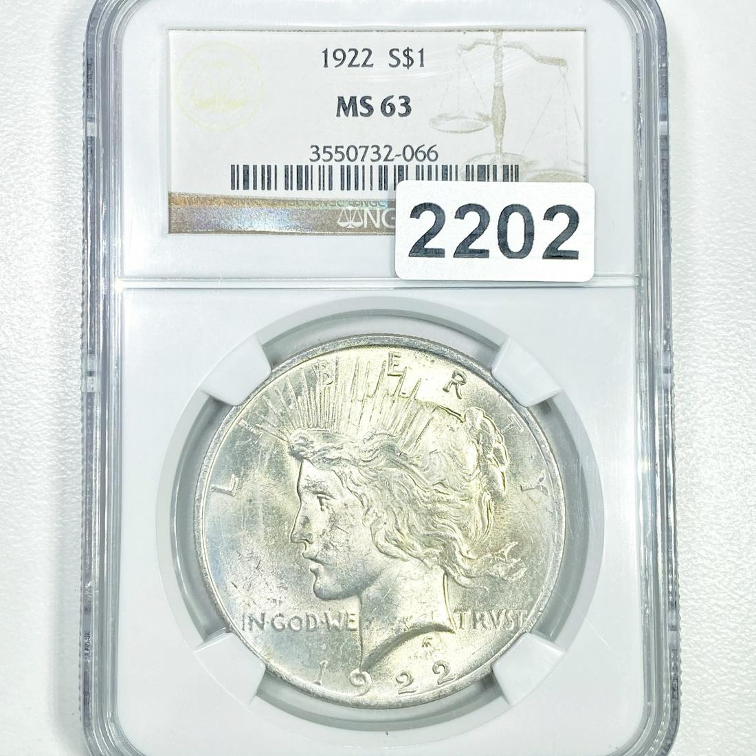 1922 Silver Peace Dollar NGC - MS63 (1 of 2)