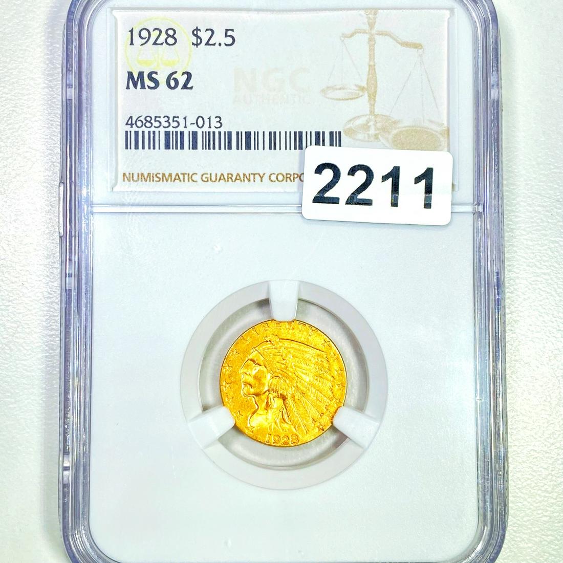 1928 $2.50 Gold Quarter Eagle NGC - MS62 (1 of 2)