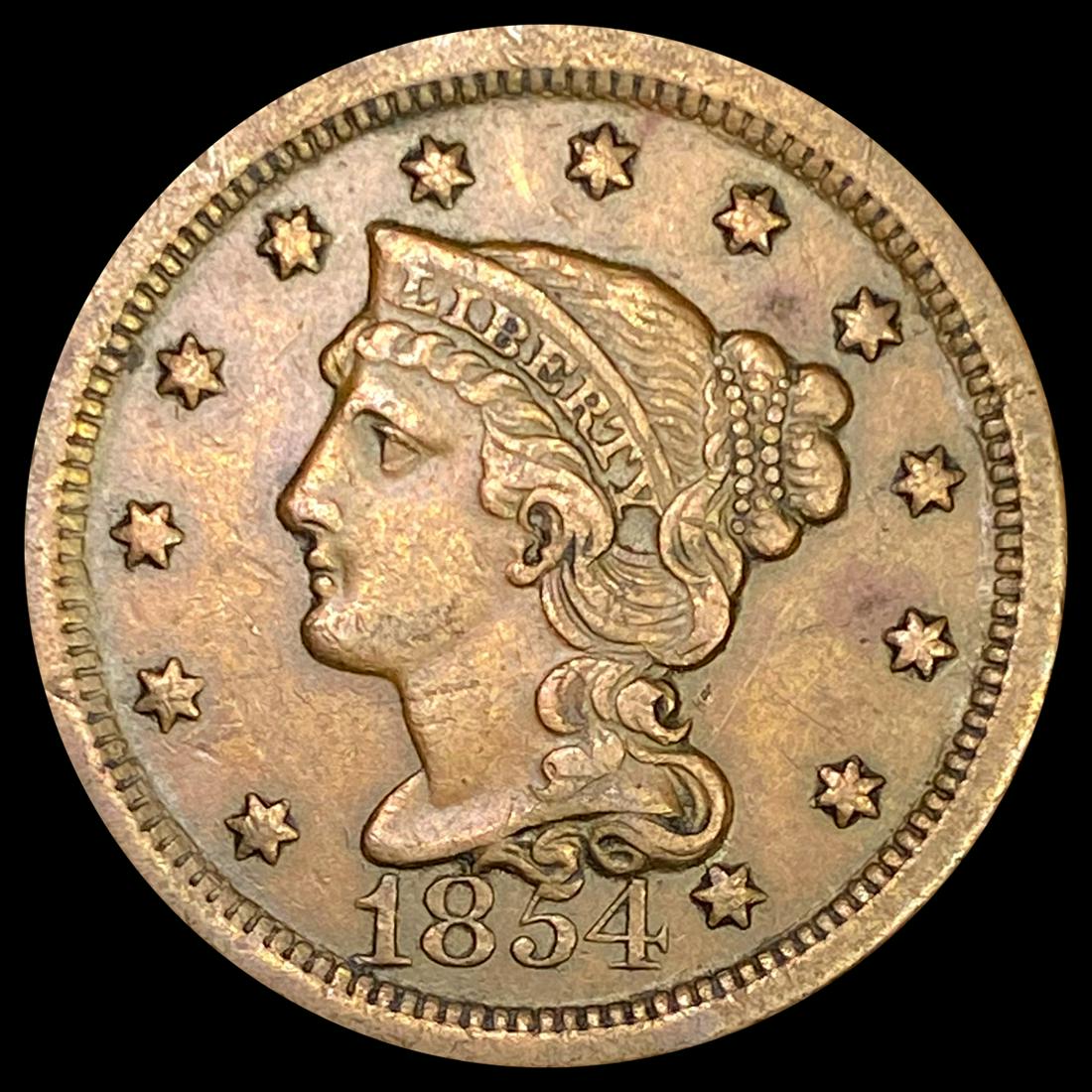 1854 Braided Hair Large Cent NEARLY UNCIRCULATED (1 of 2)