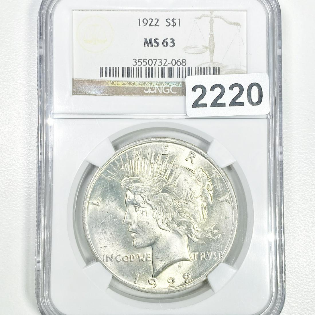 1922 Silver Peace Dollar NGC - MS63 (1 of 2)