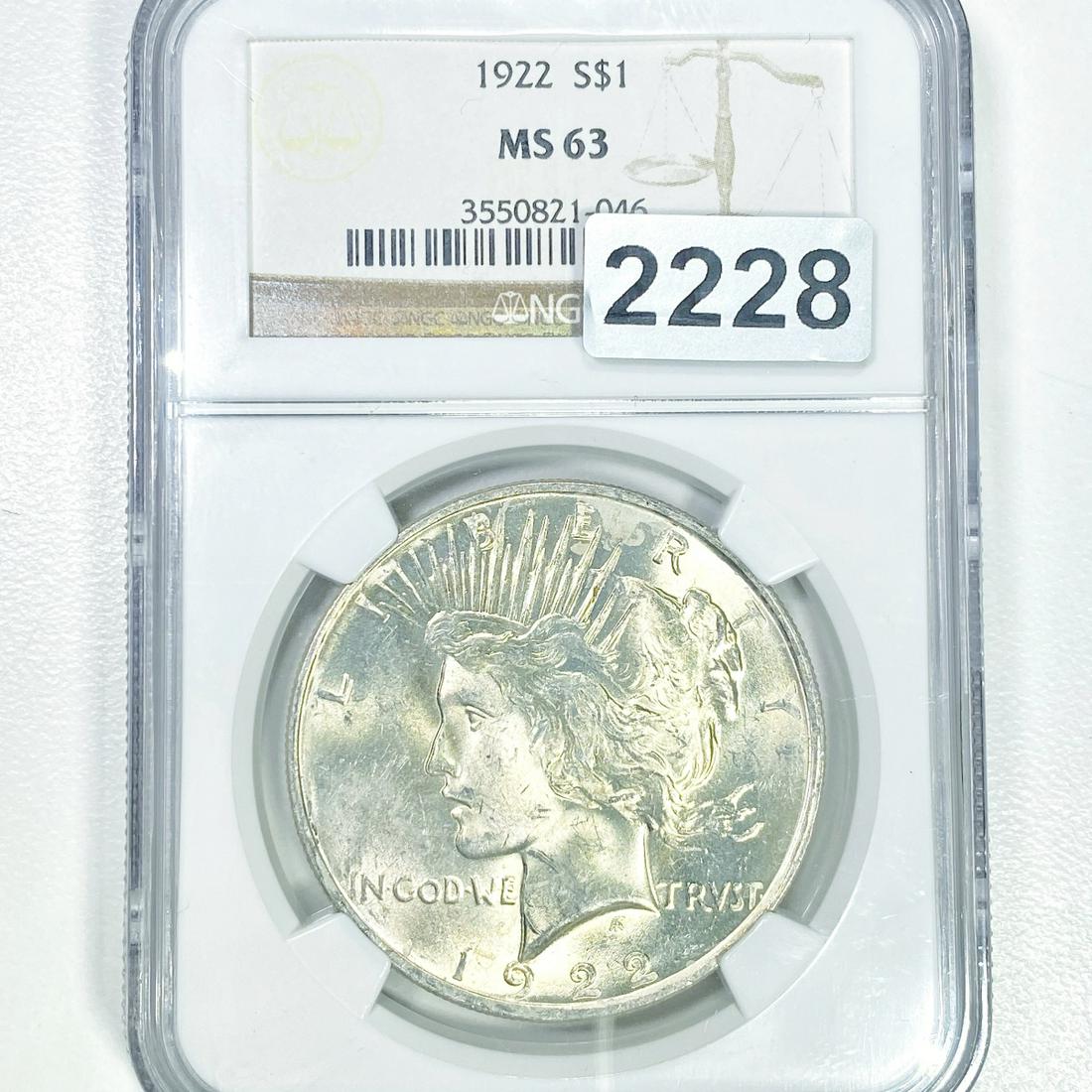 1922 Silver Peace Dollar NGC - MS63 (1 of 2)