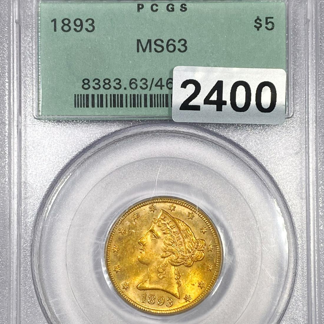 1893 $5 Gold Half Eagle PCGS - MS63 (1 of 2)