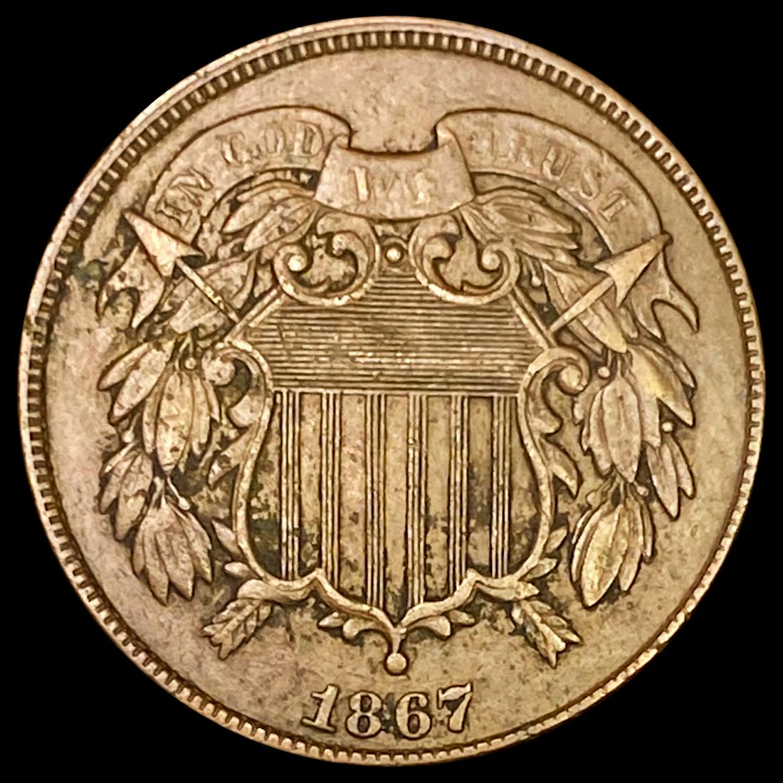 1867 Two Cent Piece NEARLY UNCIRCULATED (1 of 2)