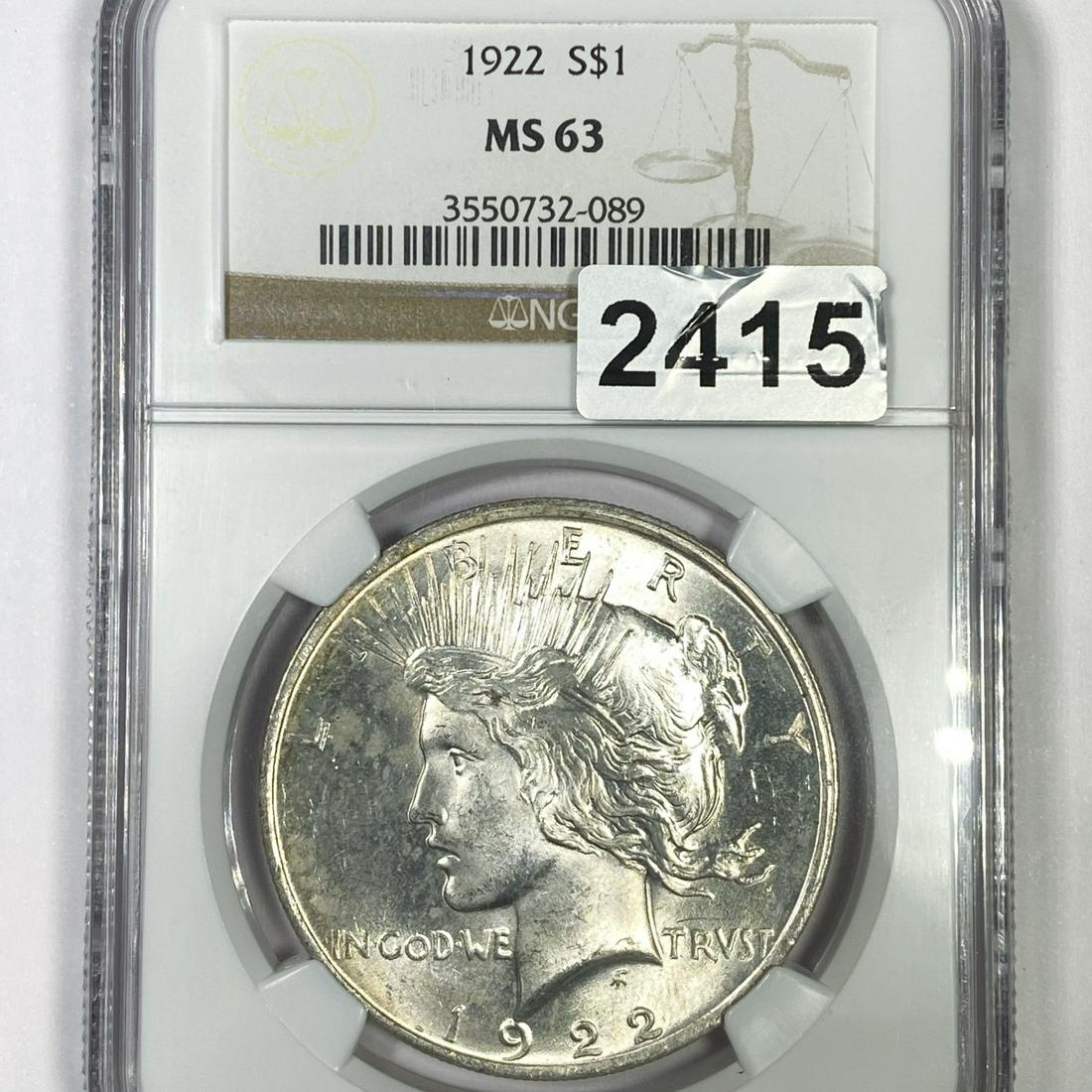 1922 Silver Peace Dollar NGC - MS63 (1 of 2)