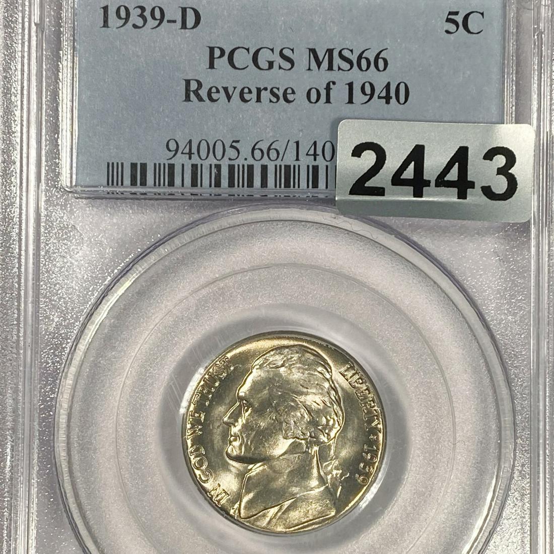 1939-D Rev of 1940 Jefferson Nickel PCGS - MS66 (1 of 2)