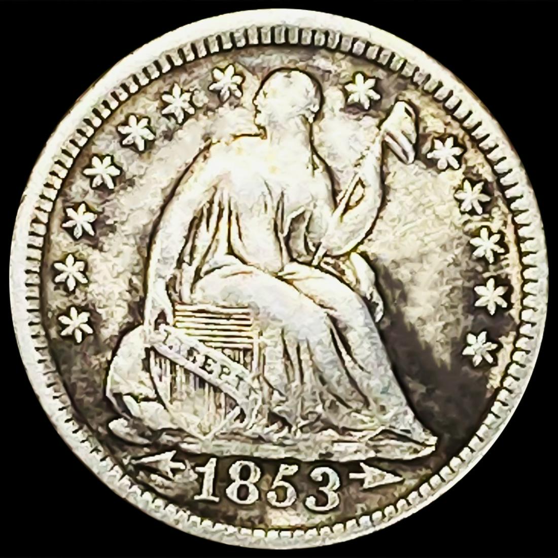 1853 Arrows Seated Liberty Half Dime CLOSELY UNC (1 of 2)