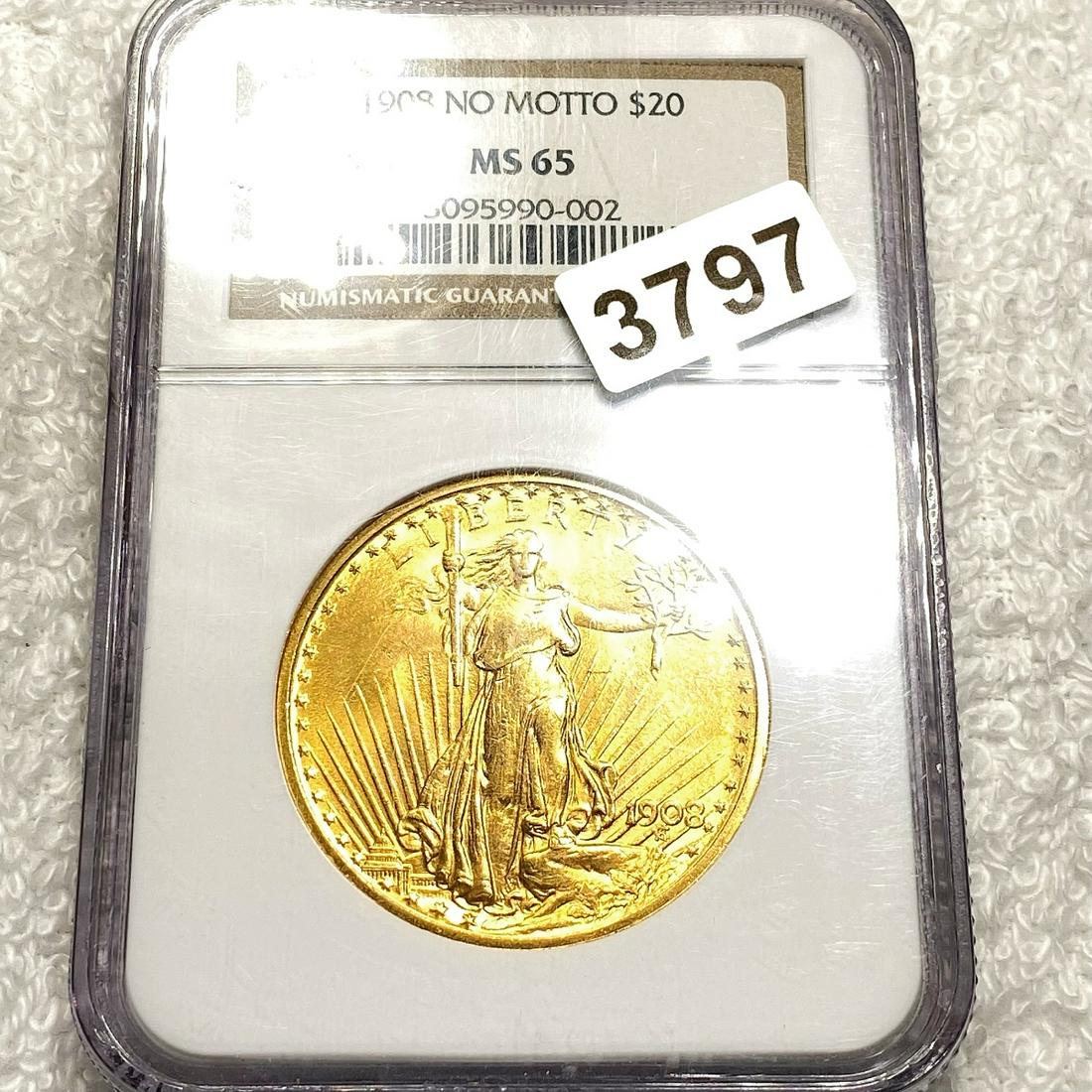 1908 $20 Gold Double Eagle NGC - MS65 No Motto (1 of 2)